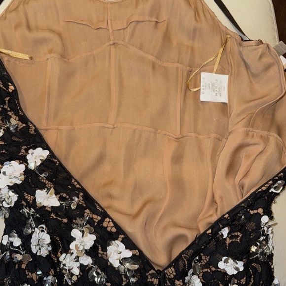 MICHAEL KORS COLLECTION Scattered Rose Embroidered Slip On Cocktail Dress Black - Picture 6 of 7